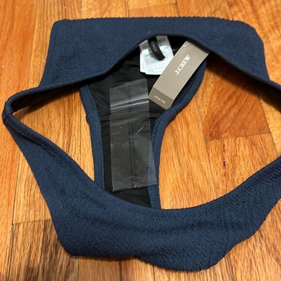 J. Crew NEW Textured curved-waist Navy ribbed bikini bottom sz XS cheeky - Picture 3 of 11